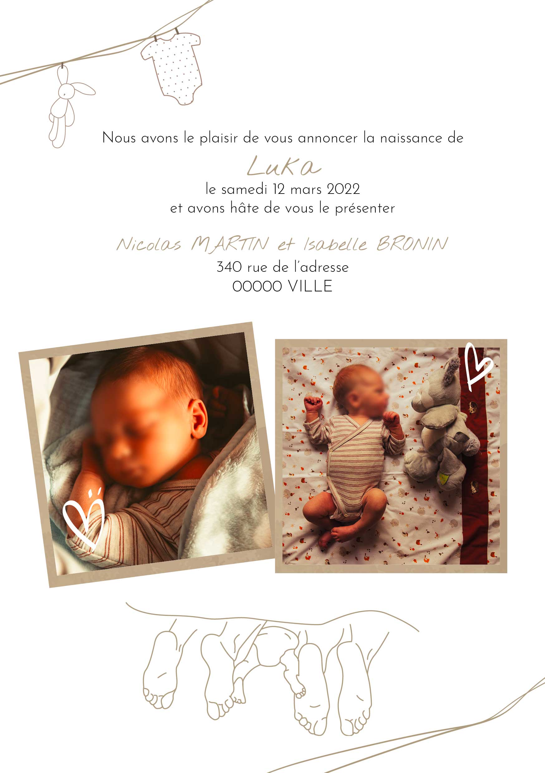 Illustration pour faire-part de naissance